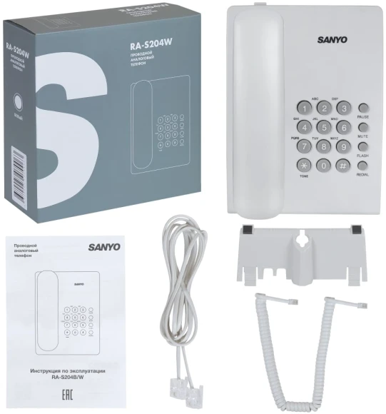 Телефон проводной Sanyo RA-S204W белый Телефон проводной Sanyo RA-S204W белый