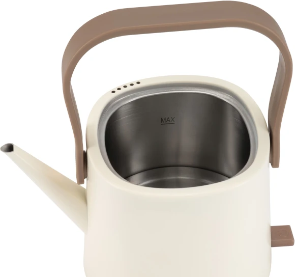 Чайник электрический Hyundai HYK-S2043 0.6л. 1000Вт кремовый/коричневый корпус: металл