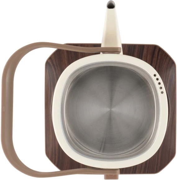 Чайник электрический Hyundai HYK-S2043 0.6л. 1000Вт кремовый/коричневый корпус: металл