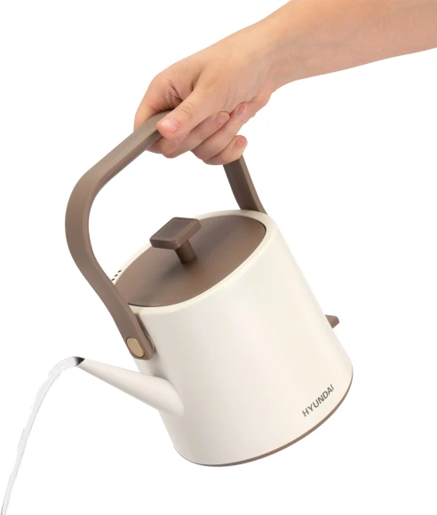 Чайник электрический Hyundai HYK-S2043 0.6л. 1000Вт кремовый/коричневый корпус: металл