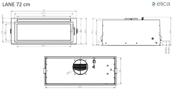 Вытяжка встраиваемая Elica LANE IX/A/72 нержавеющая сталь управление: кнопочное (1 мотор) Вытяжка встраиваемая Elica LANE IX/A/72 нержавеющая сталь управление: кнопочное (1 мотор)