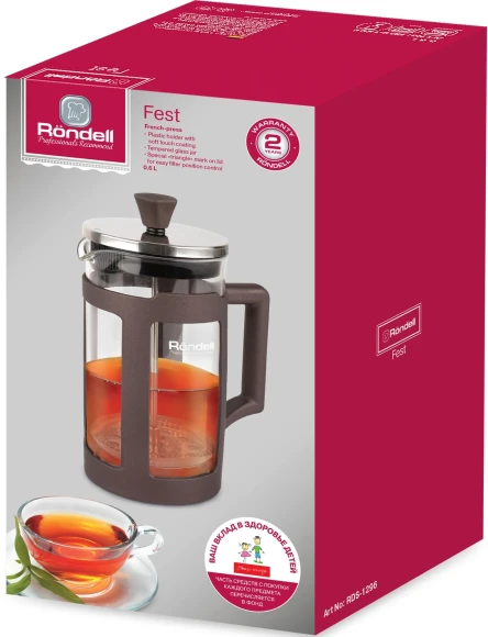 Френч-пресс Rondell Fest RDS-1296 0.6л коричневый