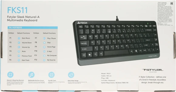 Клавиатура A4Tech Fstyler FKS11 черный/серый USB (FKS11 GREY) Клавиатура A4Tech Fstyler FKS11 черный/серый USB (FKS11 GREY)