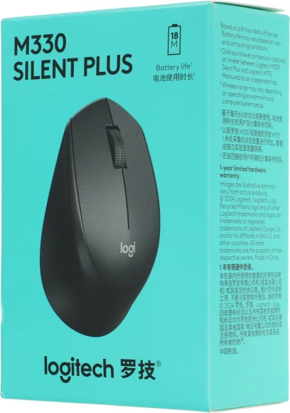 Мышь Logitech M330 Silent Plus черный оптическая 1000dpi silent беспров. USB 2but (910-004924) Мышь Logitech M330 Silent Plus черный оптическая 1000dpi silent беспров. USB 2but (910-004924)