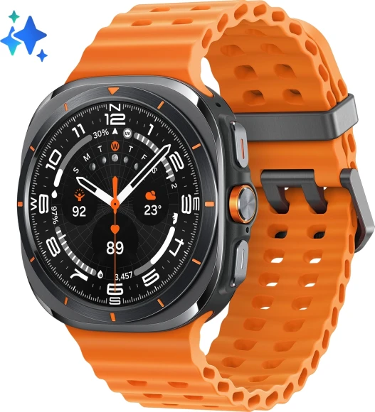 Смарт-часы Samsung Galaxy Watch Ultra LTE 47мм 1.5" AMOLED корп.черный рем.оранжевый (SM-L705FDAACAU)