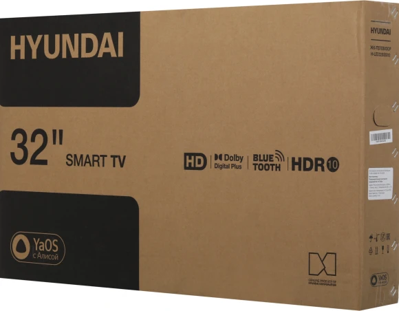 Телевизор LED Hyundai 32" H-LED32BS5012 YaOS Frameless черный HD 60Hz DVB-T DVB-T2 DVB-C DVB-S DVB-S2 USB WiFi Smart TV