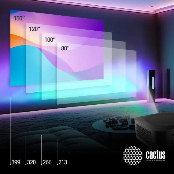 Проектор Cactus CS-E2.SG DLP 5600Lm LS 350Lm ANSI (1920x1080) 200000:1 ресурс лампы:20000часов 1xUSB typeA 1xHDMI 1.8кг