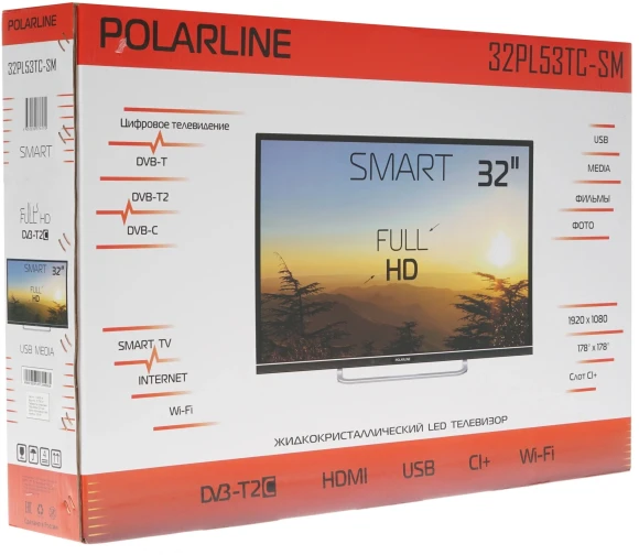 Телевизор LED PolarLine 32" 32PL53TC-SM черный FULL HD 60Hz DVB-T DVB-T2 DVB-C USB WiFi Smart TV (RUS) Телевизор LED PolarLine 32" 32PL53TC-SM черный FULL HD 60Hz DVB-T DVB-T2 DVB-C USB WiFi Smart TV (RUS)