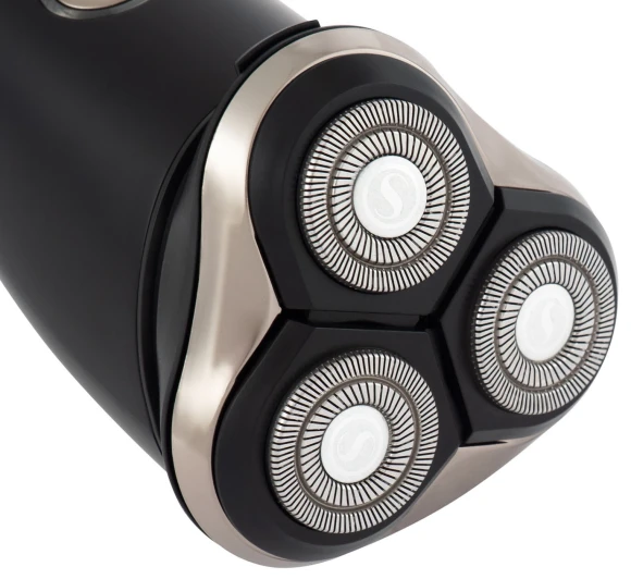 Бритва роторная Hyundai H-SH8090 реж.эл.:3 питан.:аккум. черный/золотистый