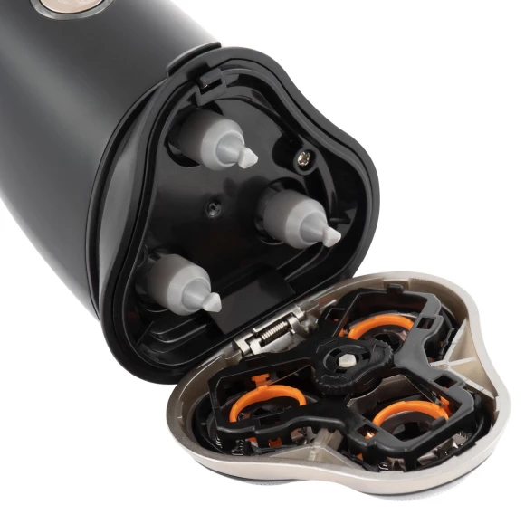 Бритва роторная Hyundai H-SH8090 реж.эл.:3 питан.:аккум. черный/золотистый