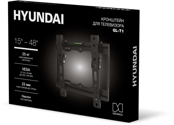 Кронштейн для телевизора Hyundai GL-T1 черный 15"-48" макс.25кг настенный наклон