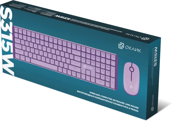Клавиатура + мышь Оклик S315W клав:сиреневый мышь:сиреневый USB беспроводная Multimedia (1978643) Клавиатура + мышь Оклик S315W клав:сиреневый мышь:сиреневый USB беспроводная Multimedia (1978643)