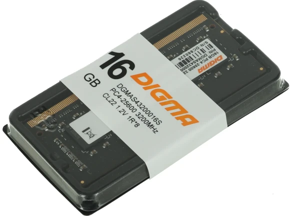 Память DDR4 16Gb 3200MHz Digma DGMAS43200016S RTL PC4-25600 CL22 SO-DIMM 260-pin 1.2В single rank Ret