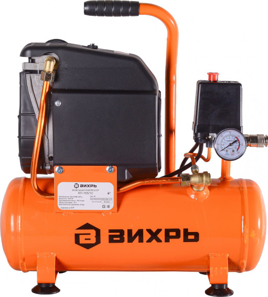 Компрессор поршневой Вихрь КП-165/10 безмасляный 165л/мин 10л 950Вт оранжевый/черный Компрессор поршневой Вихрь КП-165/10 безмасляный 165л/мин 10л 950Вт оранжевый/черный