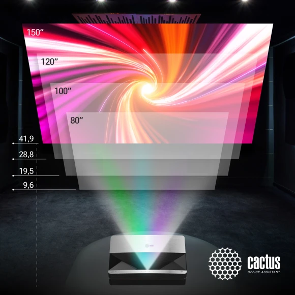 Проектор Cactus CS-U1.SG DLP 27200Lm LS 1700Lm ANSI (3840x2160) 800000:1 ресурс лампы:25000часов 2xUSB typeA 2xHDMI 9.7кг