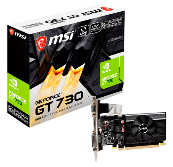 Видеокарта MSI PCI-E 2.0 N730K-2GD3/LP NVIDIA GeForce GT 730 2Gb 64bit DDR3 902/1600 DVIx1 HDMIx1 CRTx1 HDCP Ret low profile Видеокарта MSI PCI-E 2.0 N730K-2GD3/LP NVIDIA GeForce GT 730 2Gb 64bit DDR3 902/1600 DVIx1 HDMIx1 CRTx1 HDCP Ret low profile