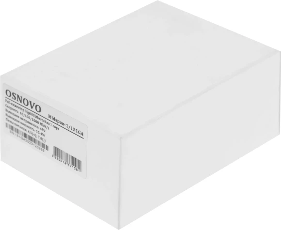 Инжектор PoE Osnovo Midspan-1/151GA 10/100/1000BASE-T 15.4Вт Инжектор PoE Osnovo Midspan-1/151GA 10/100/1000BASE-T 15.4Вт