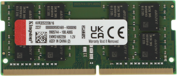 Память DDR4 16Gb 3200MHz Kingston KVR32S22D8/16 VALUERAM RTL PC4-25600 CL22 SO-DIMM 260-pin 1.2В dual rank Ret Память DDR4 16Gb 3200MHz Kingston KVR32S22D8/16 VALUERAM RTL PC4-25600 CL22 SO-DIMM 260-pin 1.2В dual rank Ret