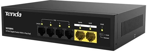 Коммутатор Tenda SG106PC (L2) 6x1Гбит/с 4PoE 50W неуправляемый Коммутатор Tenda SG106PC (L2) 6x1Гбит/с 4PoE 50W неуправляемый