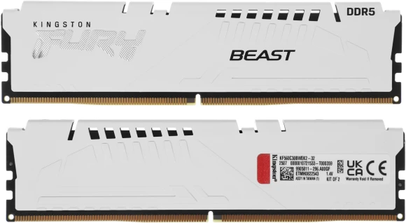 Память DDR5 32GB 6400MHz Kingston KF564C32BWE-32 Fury Beast RGB RTL Gaming PC5-51200 CL32 DIMM 288-pin 1.4В dual rank с радиатором Ret