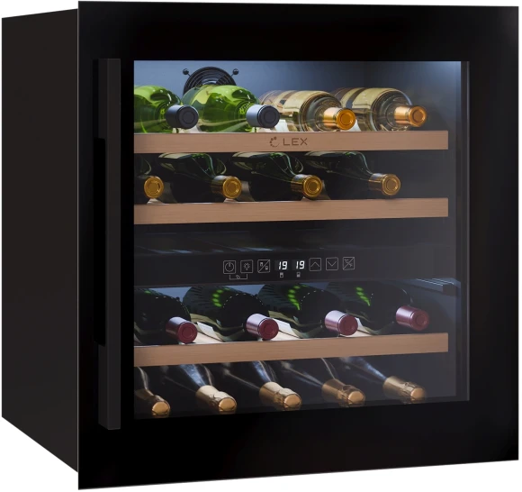 Винный шкаф Lex LWD6036BL dual zone 1-нокамерн. черный стекло (CHAT500007) Винный шкаф Lex LWD6036BL dual zone 1-нокамерн. черный стекло (CHAT500007)