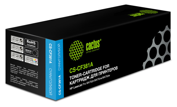 Картридж лазерный Cactus CS-CF381A CF381A голубой (2700стр.) для HP LJ Pro M476dn/M476nw/M476dw