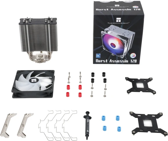 Устройство охлаждения(кулер) Thermalright Burst Assassin 120 ARGB Soc-AM5/AM4/1200/1700/1851 серебристый/черный 4-pin 25.6dB Al+Cu 510gr Ret (BA120-ARGB)