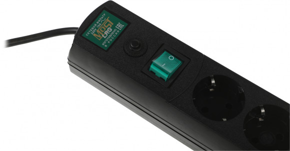 Сетевой фильтр Most LRG 1.6м (6 розеток) черный (пакет ПЭ)