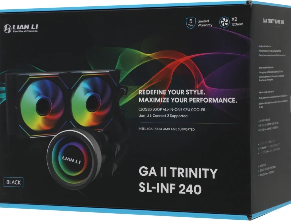 Система водяного охлаждения Lian-Li Galahad II Trinity 240 SL-INF ARGB Soc-AM5/AM4/1200/1700/1851 черный 4-pin 29dB Al+Cu Ret (G89.GA2T24INB.R0)