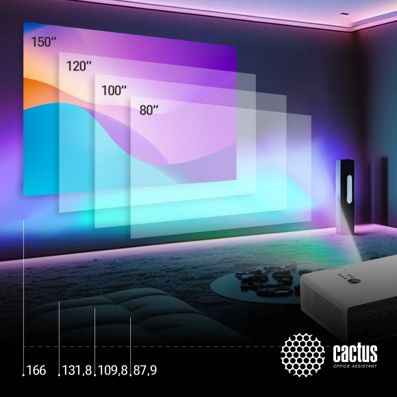 Проектор Cactus CS-C4.SG DLP 45600Lm LS 2850Lm ANSI (1920x1080) 800000:1 ресурс лампы:25000часов 1xUSB typeA 2xHDMI 6.8кг
