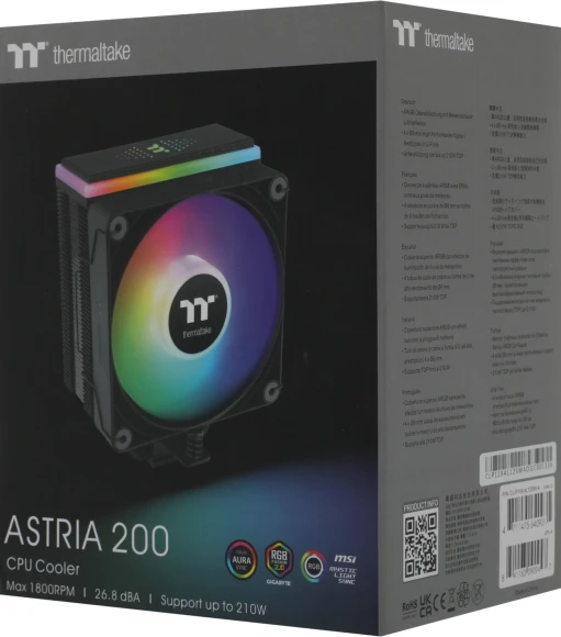 Устройство охлаждения(кулер) Thermaltake Astria 200 ARGB Soc-AM5/AM4/1200/1700/1851 черный 4-pin 26.8dB Al 210W Ret (CL-P119-AL12SW-A)