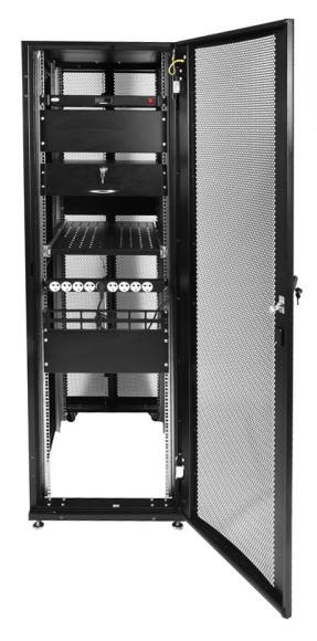 Шкаф серверный ЦМО (ШТК-СП-42.6.10-44АА-9005) напольный 42U 600x990мм пер.дв.перфор. 2 бок.пан. задн.дв.перфор. направл.под закл.гайки 1350кг черный 690мм 139кг 120град. 1950мм IP20 сталь Шкаф серверный ЦМО (ШТК-СП-42.6.10-44АА-9005) напольный 42U 600x990мм пер.дв.перфор. 2 бок.пан. задн.дв.перфор. направл.под закл.гайки 1350кг черный 690мм 139кг 120град. 1950мм IP20 сталь
