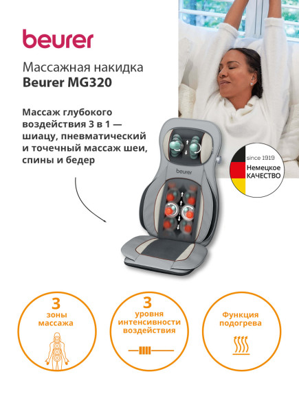 Массажная накидка Beurer MG320 35Вт серый (648.09) Массажная накидка Beurer MG320 35Вт серый (648.09)