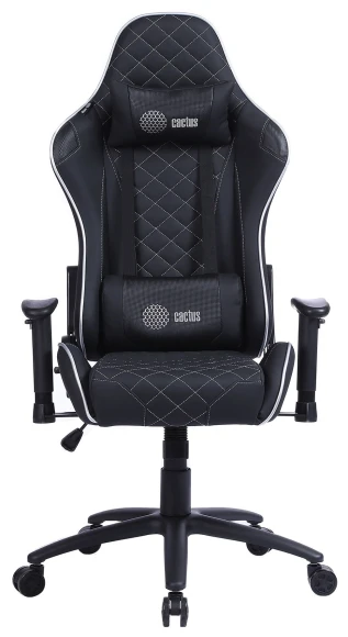 Кресло игровое Cactus CS-CHR-030BLS черный/серебристый экокожа с подголов. крестов. сталь