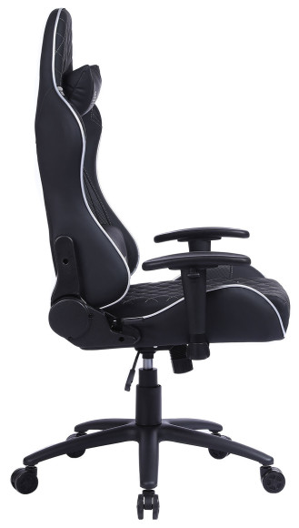 Кресло игровое Cactus CS-CHR-030BLS черный/серебристый экокожа с подголов. крестов. сталь