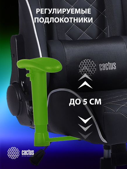 Кресло игровое Cactus CS-CHR-030BLS черный/серебристый экокожа с подголов. крестов. сталь