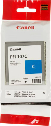 Картридж струйный Canon PFI-107C 6706B001 голубой (130мл) для Canon iP F680/685/780/785 Картридж струйный Canon PFI-107C 6706B001 голубой (130мл) для Canon iP F680/685/780/785