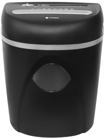 Шредер Heleos УП23-4 черный/серебристый (секр.P-4) фрагменты 13лист. 23лтр. скрепки скобы пл.карты CD Шредер Heleos УП23-4 черный/серебристый (секр.P-4) фрагменты 13лист. 23лтр. скрепки скобы пл.карты CD