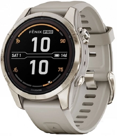 Смарт-часы Garmin Fenix 7S Pro 30.4мм 1.2" transflective корп.серебристый рем.графитовый (010-02776-00)