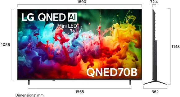 Телевизор LED LG 85" 85QNED70B6A.ARUG черный титан 4K Ultra HD 60Hz DVB-T DVB-T2 DVB-C DVB-S DVB-S2 USB WiFi Smart TV