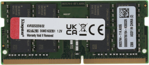 Память DDR4 32GB 3200MHz Kingston KVR32S22D8/32 Valueram RTL PC4-25600 CL22 SO-DIMM 260-pin 1.2В dual rank Ret