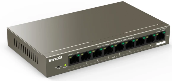 Коммутатор Tenda TEF1109P-8-63W 9x100Мбит/с 8PoE 58W неуправляемый
