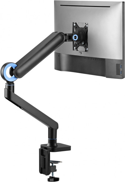 Кронштейн для мониторов Ultramounts UM719B черный 17"-35" макс.10.5кг крепление к столешнице поворот и наклон Кронштейн для мониторов Ultramounts UM719B черный 17"-35" макс.10.5кг крепление к столешнице поворот и наклон