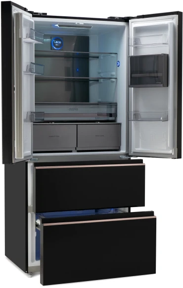 Холодильник Hyundai CM55043F 3-хкамерн. черный стекло инвертер