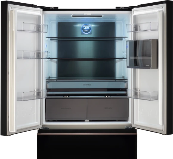 Холодильник Hyundai CM55043F 3-хкамерн. черный стекло инвертер