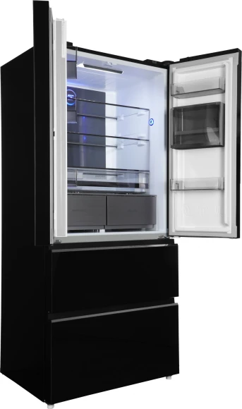 Холодильник Hyundai CM55043F 3-хкамерн. черный стекло инвертер