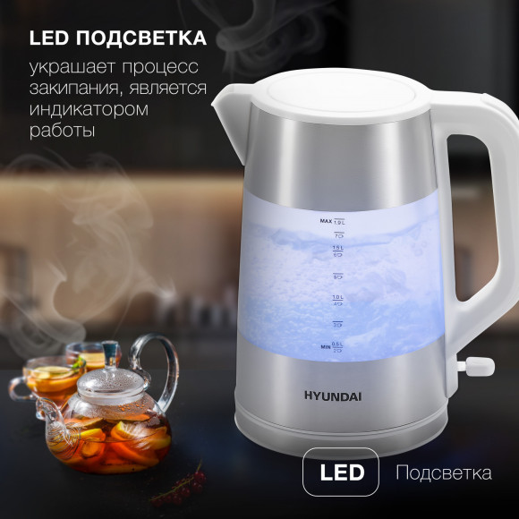 Чайник электрический Hyundai HYK-P4025 1.9л. 2200Вт белый корпус: пластик Чайник электрический Hyundai HYK-P4025 1.9л. 2200Вт белый корпус: пластик