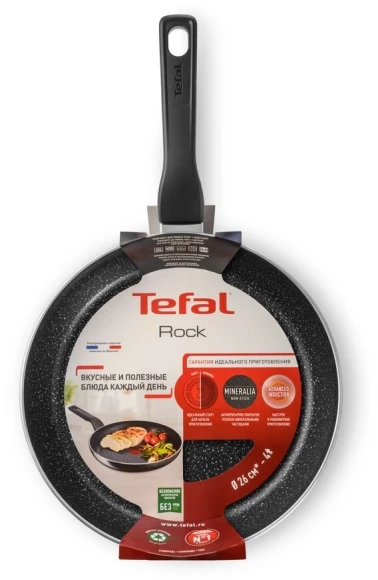 Сковорода Tefal Rock 04235126 круглая 26см покрытие: Mineralia ручка несъемная (без крышки) черный