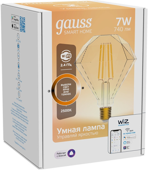 Умная лампа Gauss Smart Home Diamond E27 Wi-Fi (1350112) Умная лампа Gauss Smart Home Diamond E27 Wi-Fi (1350112)