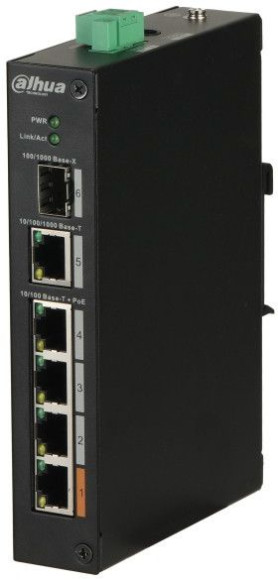Коммутатор Dahua DH-PFS3106-4ET-60 4x100Мбит/с 1x1Гбит/с 1SFP 3PoE+ 1PoE++ 60W неуправляемый
